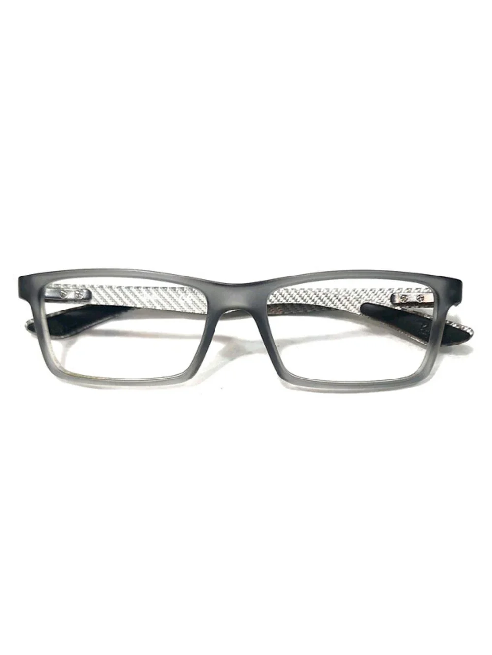 Ray Ban RB8901 5244 Gray Carbon Fiber Rectangle Eyeglasses 53-17 145 Read